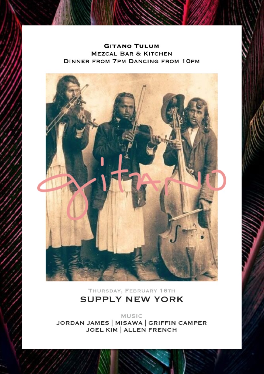 Gitano Tulum flyer presented by Supply New York with Misawa on the bill.